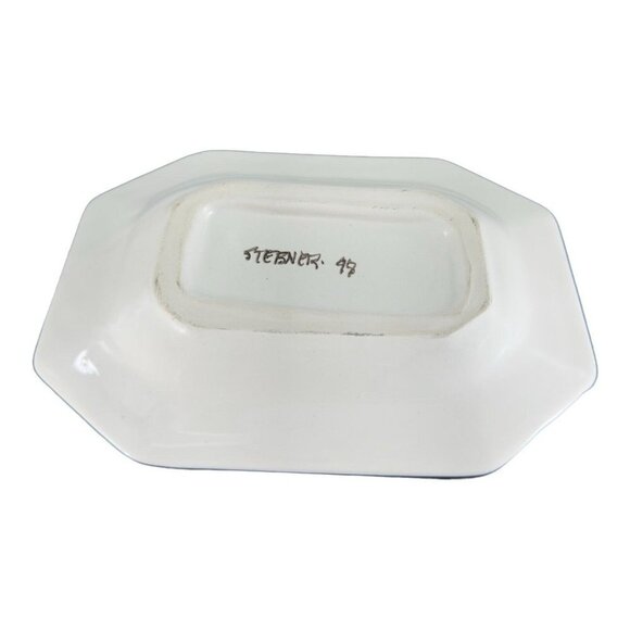 1998 Pottery Dish Tray Artist Signed Stebner Hand Painted Porcelain Sheep VTG - Picture 9 of 10